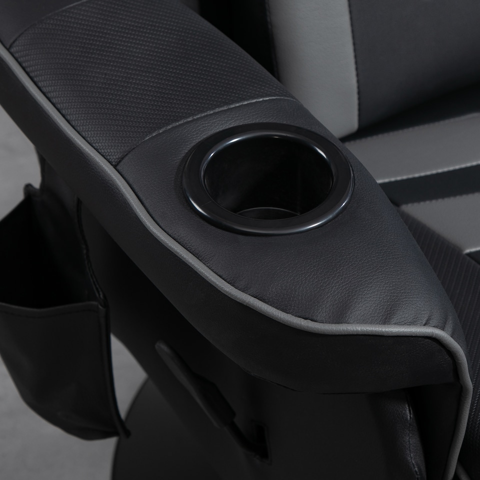 image 1 of HOMCOM Massage Recliner Chair with Remote, PU Leather Recliner Armchair Grey | Grey