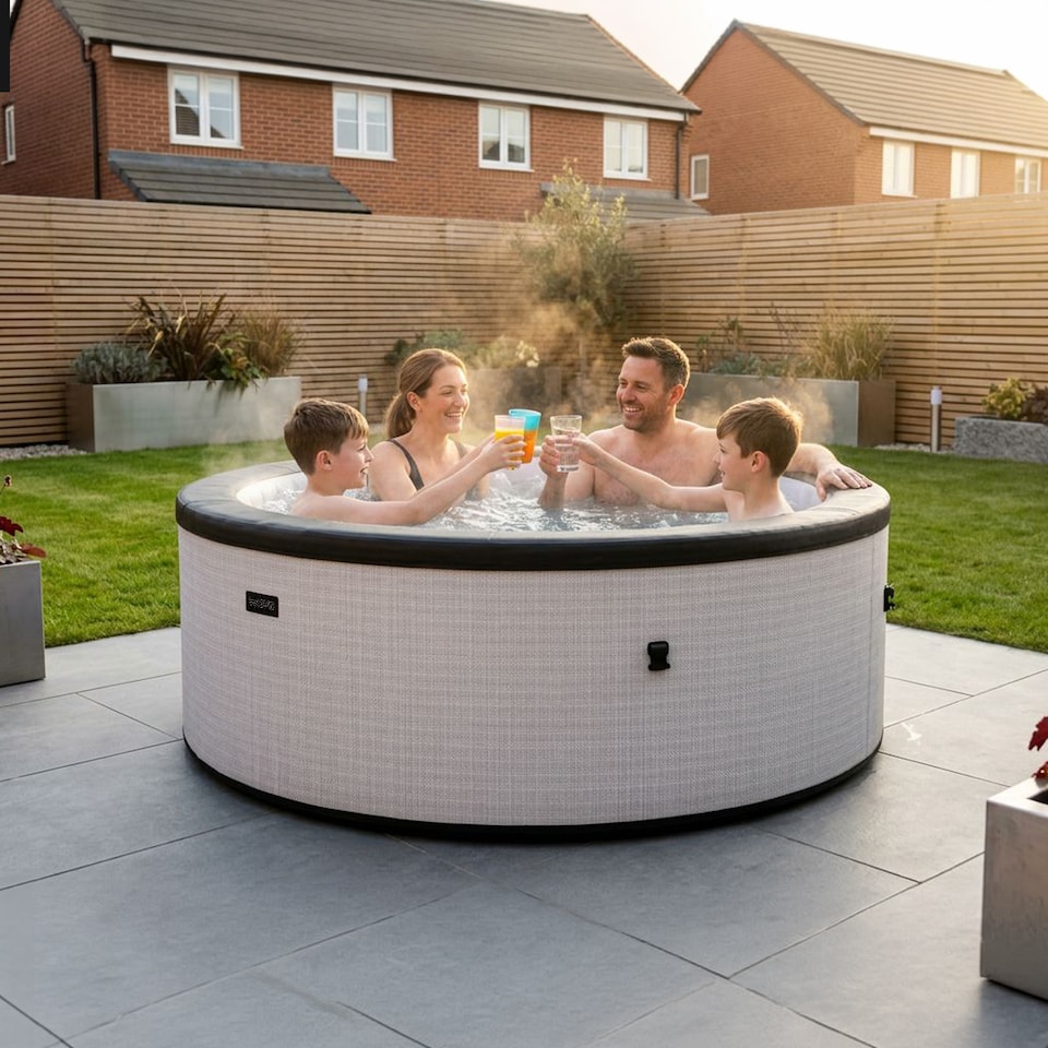 image 1 of Wave Tahoe 4 Person Eco Foam Hot Tub, Graphite Grey