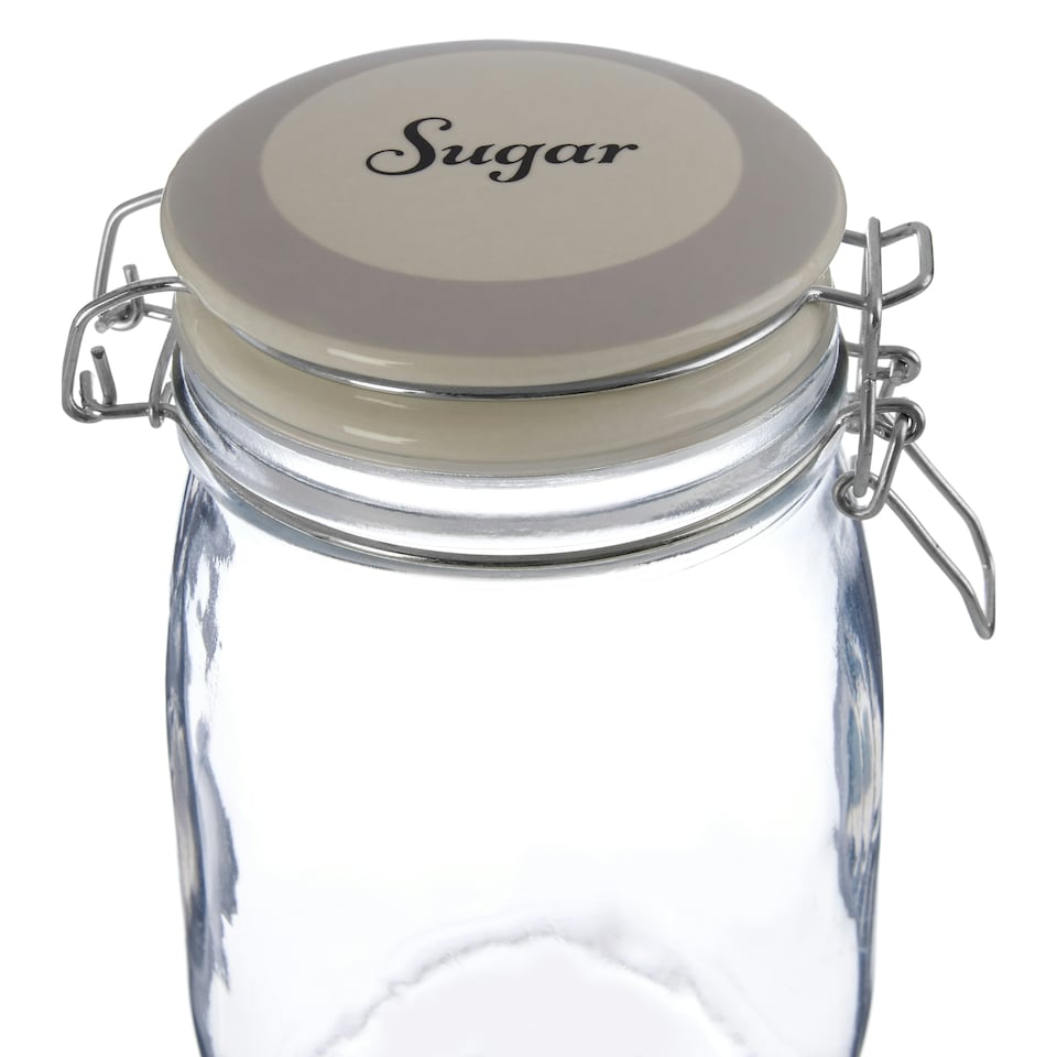 image 1 of Interiors By Premier Stylish Sugar Storage Jar, Durable Glass Jar With Lid For Kitchen Counter, Versatile Airtight Storage Jar