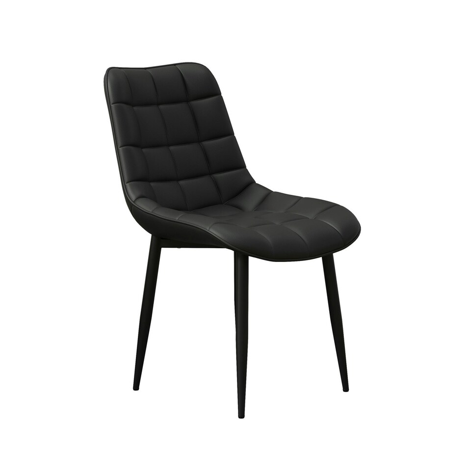 image 1 of Set of 4 Nova Modern Faux Leather Dining Chair Padded Seat Metal Legs Kitchen (Black)