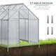 image 4 of Outsunny Polycarbonate Walk-in Garden Greenhouse w/ Sliding Door Silver Tone