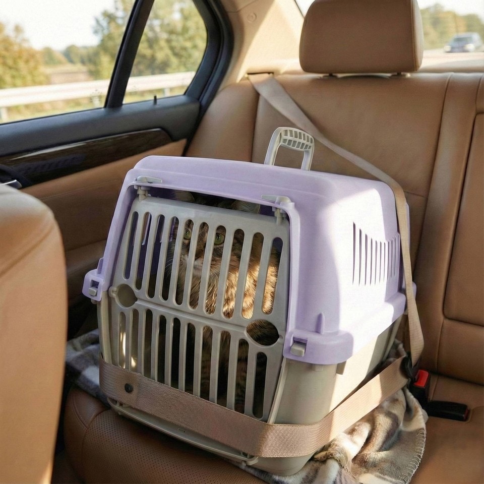 image 1 of Transportini Pet Carrier Travel Crate Cat Dog Cage Portable Box Pastel | Purple | Pastel Purple | Small | 1