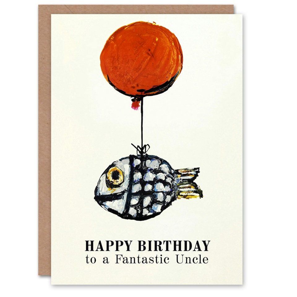 image 1 of Fantastic Fun Balloon Fish Fishing Fisherman Uncle Birthday Card