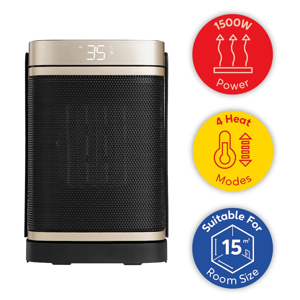 image 1 of Russell Hobbs RHCH2001G Space Heater in Black & Gold Square 1500W Portable Electric Heater