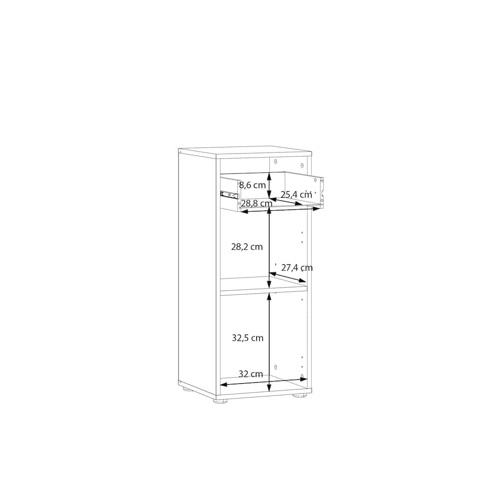 image 1 of Lokko Bathroom Storage Unit with 1 Door & 1 Drawer with Silver Handles in White
