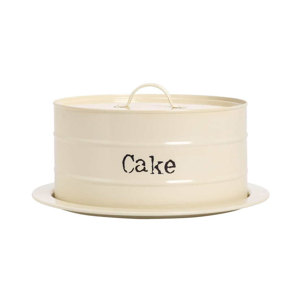 image 1 of Harbour Housewares Vintage Metal Kitchen Cake Tin - Cream