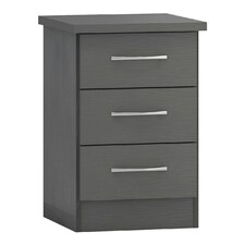 Nevada 3 Drawer Bedside Cabinet Grey | 3D Effect Grey