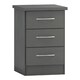 image 1 of Nevada 3 Drawer Bedside Cabinet Grey | 3D Effect Grey
