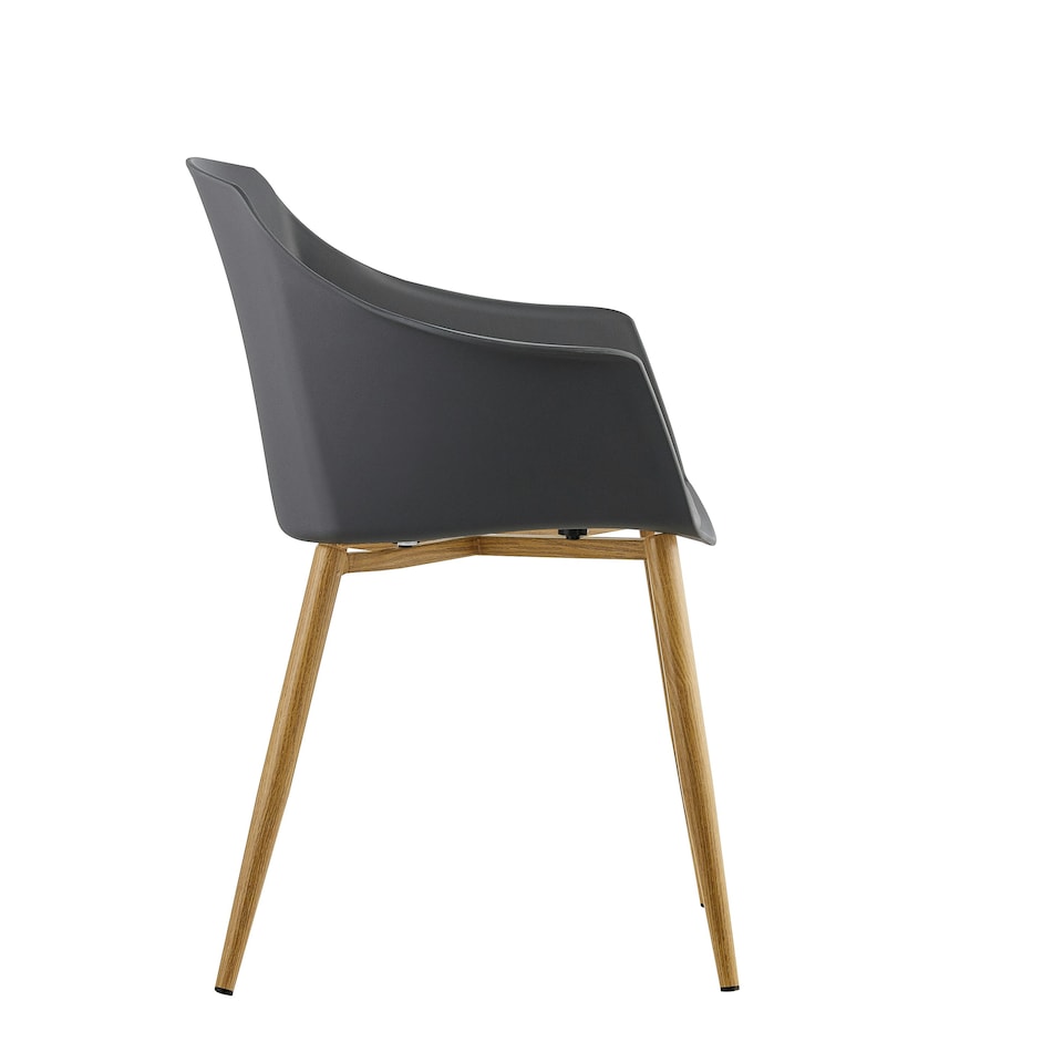 image 1 of Single Eden Modern Dining Chair, Faux Leather Padded Cushion & Solid Wooden Legs Grey