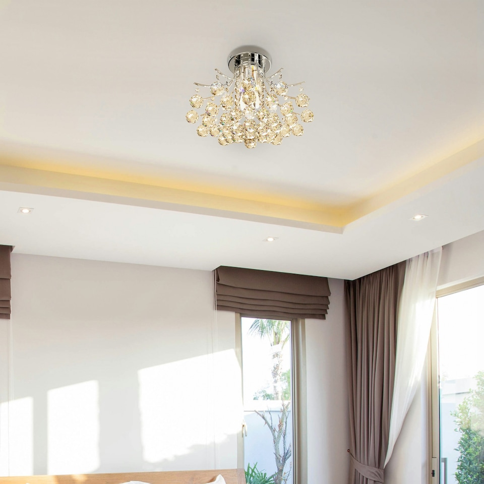 image 1 of HOMCOM Modern K9 Crystal Chandelier Ceiling Lighting Pendant Lamp with 3 Light