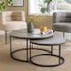 image 1 of Nest of 2 Grey Tables Round Stackable Side Unit Industrial Living Room Furniture