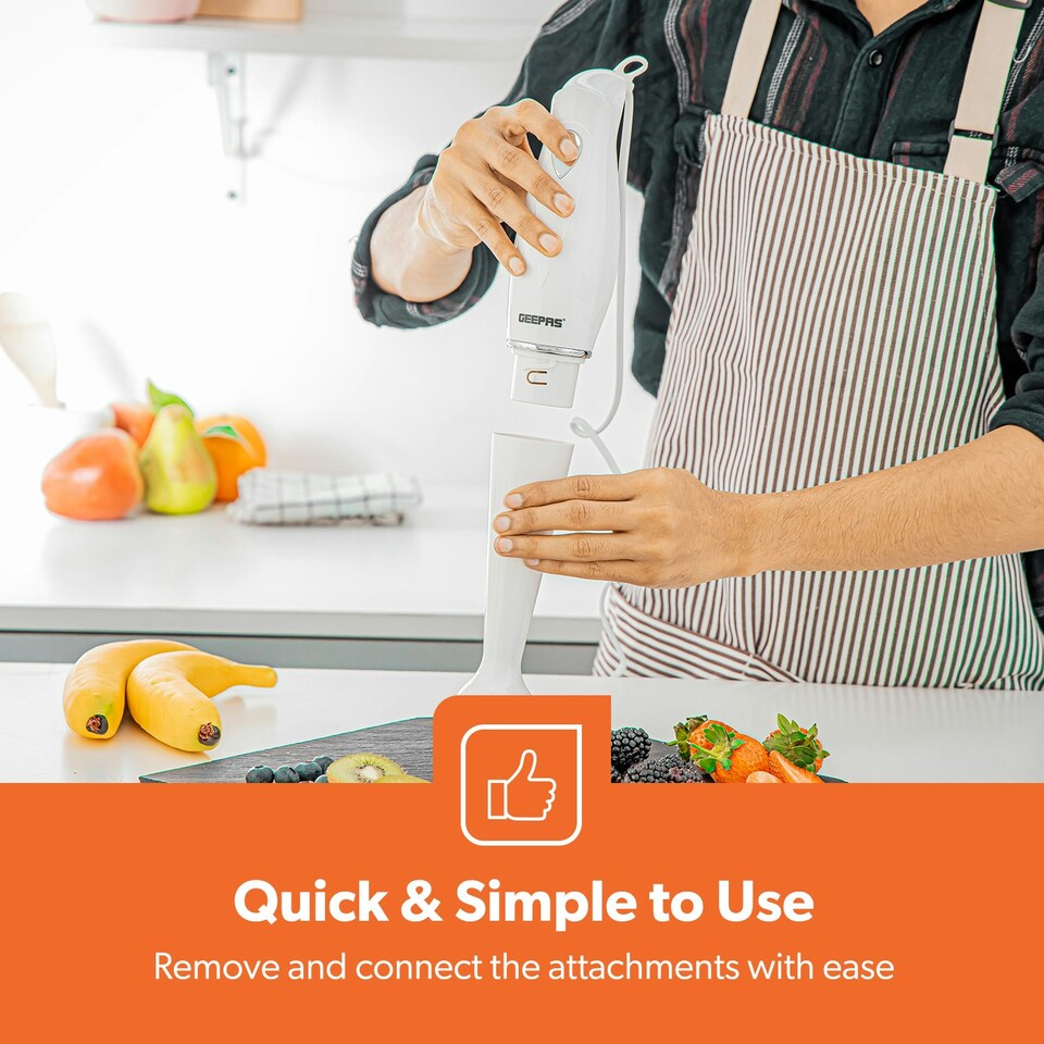 image 1 of GEEPAS Jug Blender & Hand Blender Combo Kitchen Set White