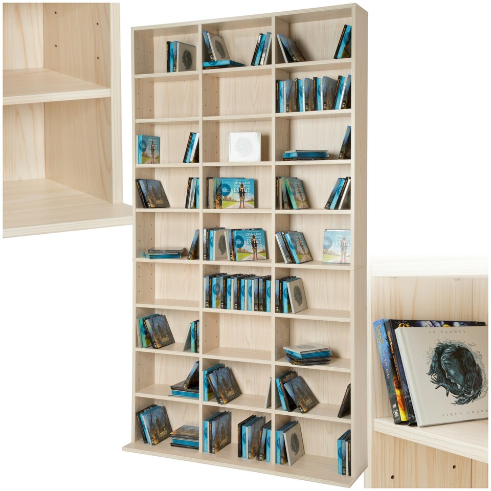 image 1 of CD Shelf Unit Christel - 27 compartments for up to 1080 CDs Brown | Beech