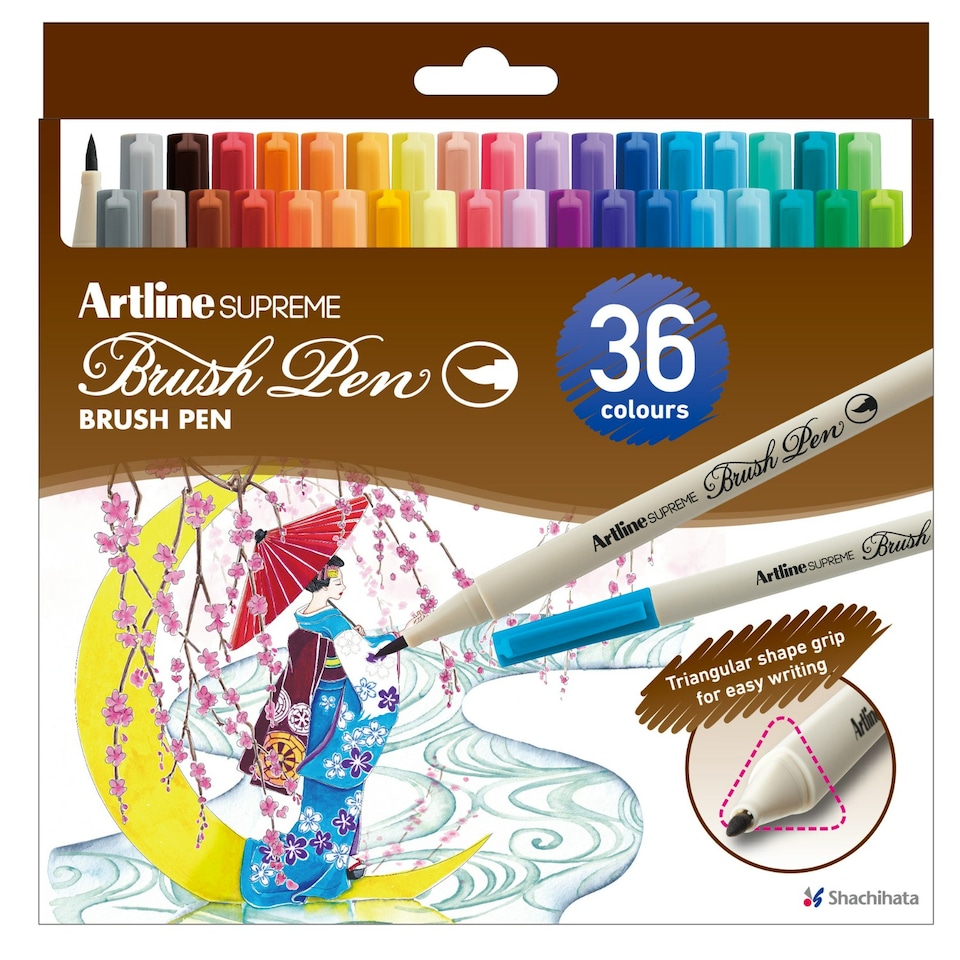image 1 of Artline Supreme Brush Pens Assorted 36 Pack Multi