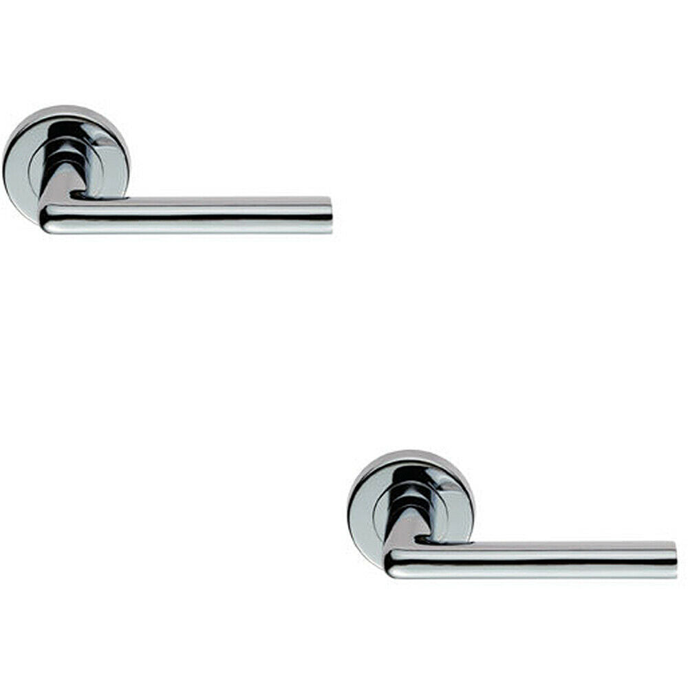 Loops 2x PAIR Rounded Straight Bar Handle Concealed Fix Round Rose Polished Chrome
