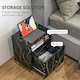 image 4 of HOMCOM Modern Bedside Table with Drawer and Open Shelf Black Marble Effect