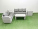image 1 of Fimous 5 Seater PE Rattan Wicker Garden Furniture Patio Conservatory Sofa Set with Oblong Coffee Table 3 Seater Sofa Love Sofa 2 Side Table