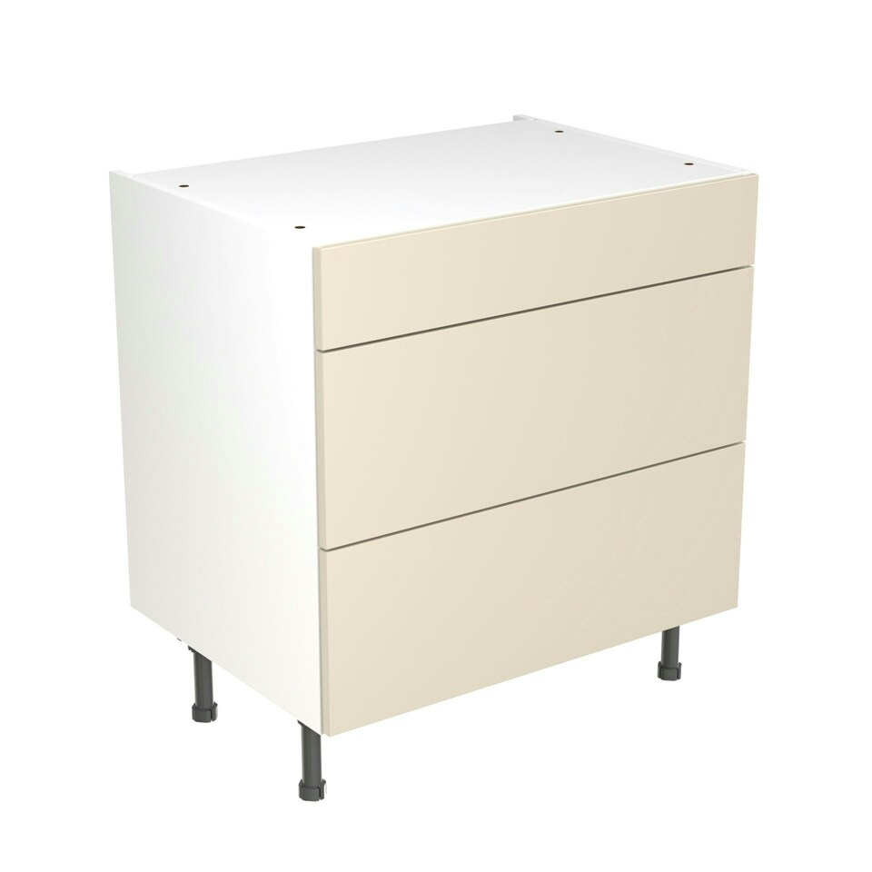 image 1 of 3 Drawer Base Unit 800mm w/ Slab Cabinet Door - Ultra Matt Cashmere Cream | Ultra Matt Cashmere