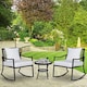 image 2 of Outsunny 3 Pcs Rocking Chair Bistro Set Furniture Rattan Wicker Brown
