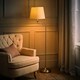 image 2 of ValueLights Sinatra Brushed Silver Floor Lamp with Medium Cream Tapered Shade and LED Bulb