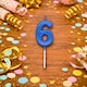 image 2 of Blue 6 Number Candle  Birthday Anniversary Party Cake Decorations Topper | Blue