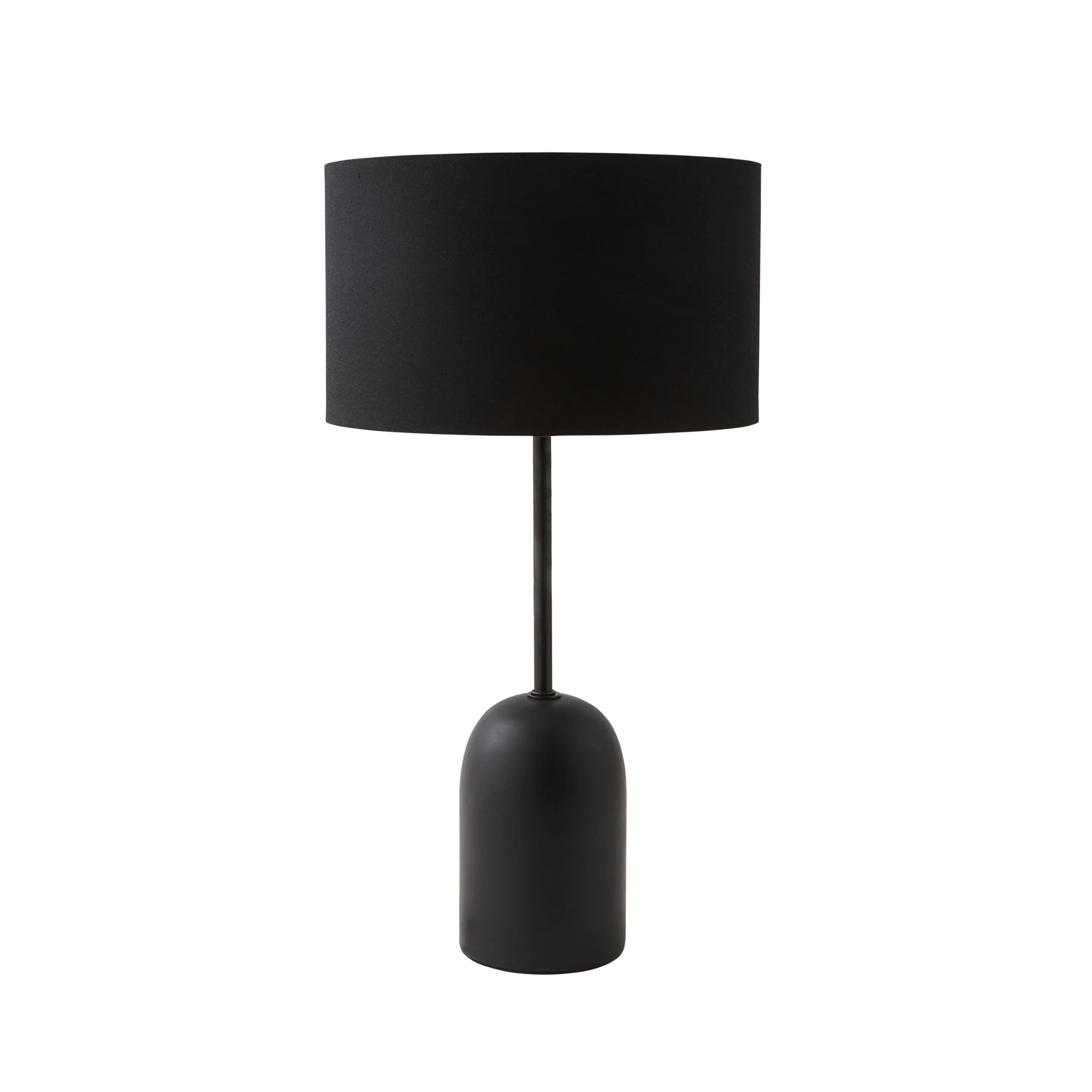 ValueLights Kaiden Black Dome Table Lamp with Fabric Drum Lamp Shade