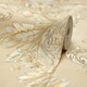 image 4 of Jasmine Damask Wallpaper in Sand with Metallic Gold Multi