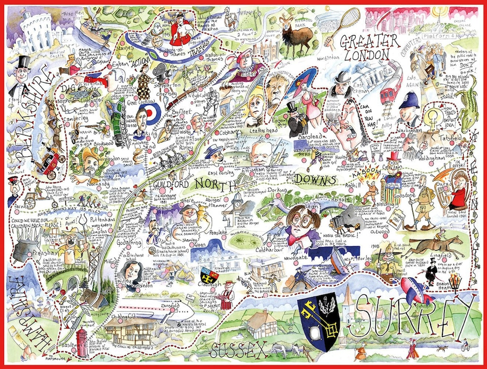image 1 of Map of Surrey - Tim Bulmer 1000 Piece Jigsaw Puzzle
