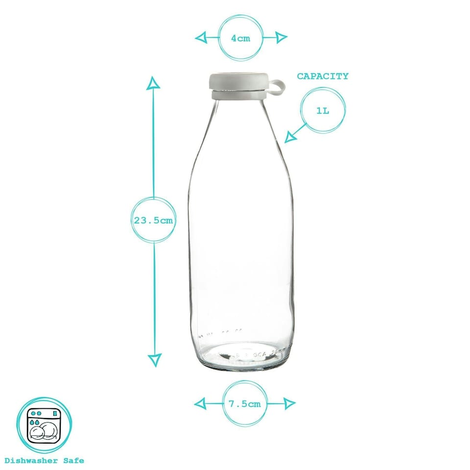 image 1 of Argon Tableware Tallo Glass Bottles - 1 Litre - Clear - Pack of 6