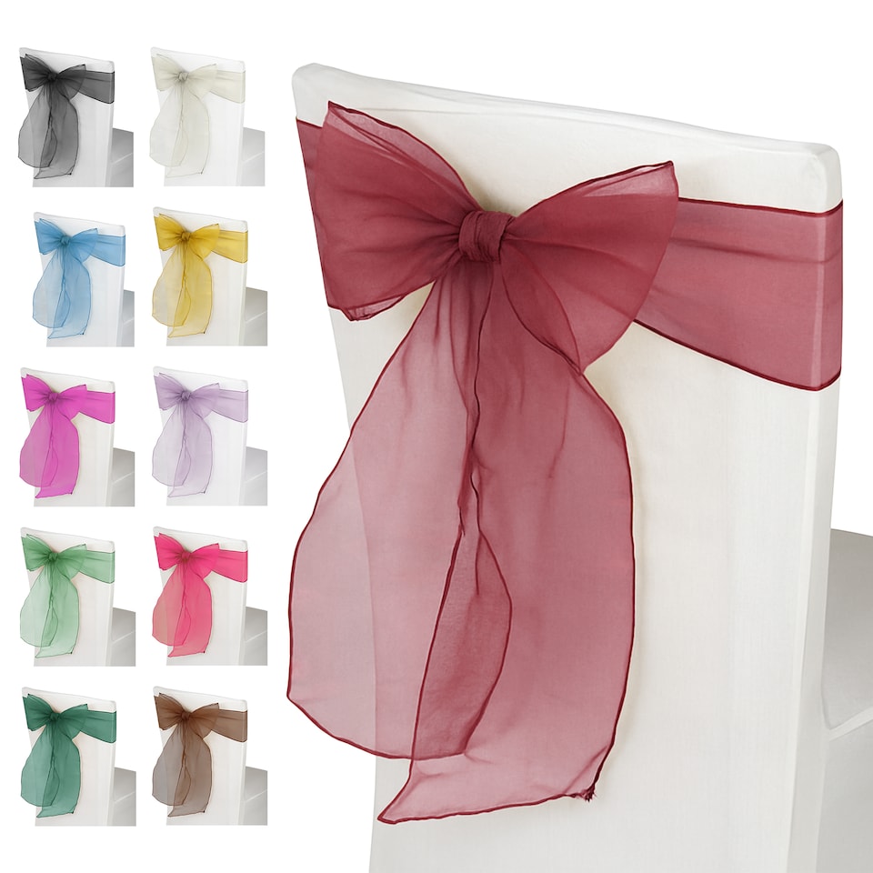 image 1 of 17 x 280cm Organza Chair Sashes, Sheer Sash Ties - 25pcs