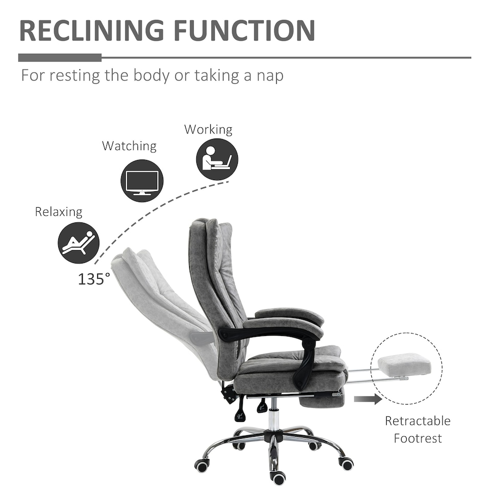 image 1 of Vinsetto Executive Office Chair Computer Desk Chair for Home w/ Footrest, Grey
