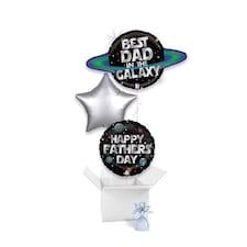 Galactic Dad Father's Day Balloon Bouquet - 3 Inflated Balloons In A Box