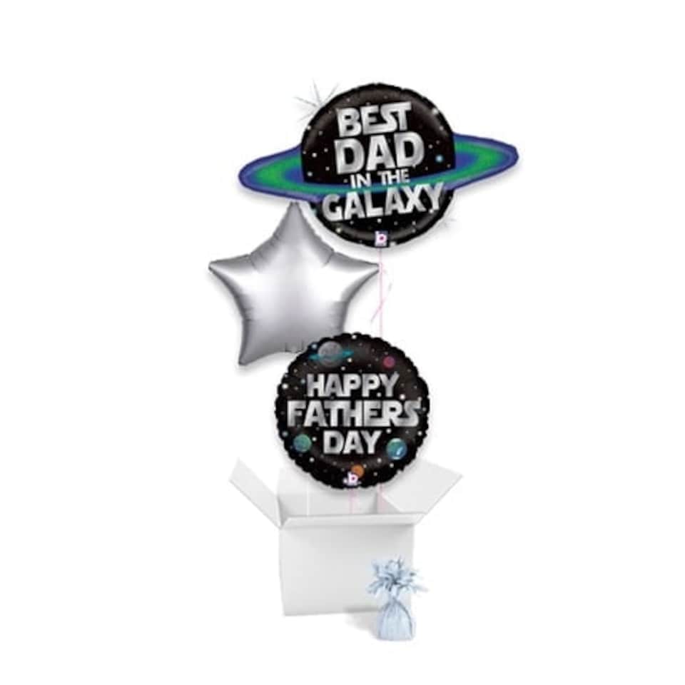 Galactic Dad Father's Day Balloon Bouquet - 3 Inflated Balloons In A Box
