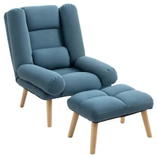 HOMCOM Recliner with Ottoman 3-Position Adjustable Reclining Lounger Sofa Chair