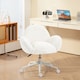 image 7 of HOMCOM Fluffy Leisure Chair Office Chair with Backrest and Armrest for Home Bedroom Living Room with Wheels Cream White