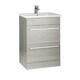 image 1 of Bathroom 2-Drawer Floor Standing Vanity Unit with Mid Depth Ceramic Basin 600mm Wide - Silver Oak  - Brassware Not Included | Brown | Brown | 1