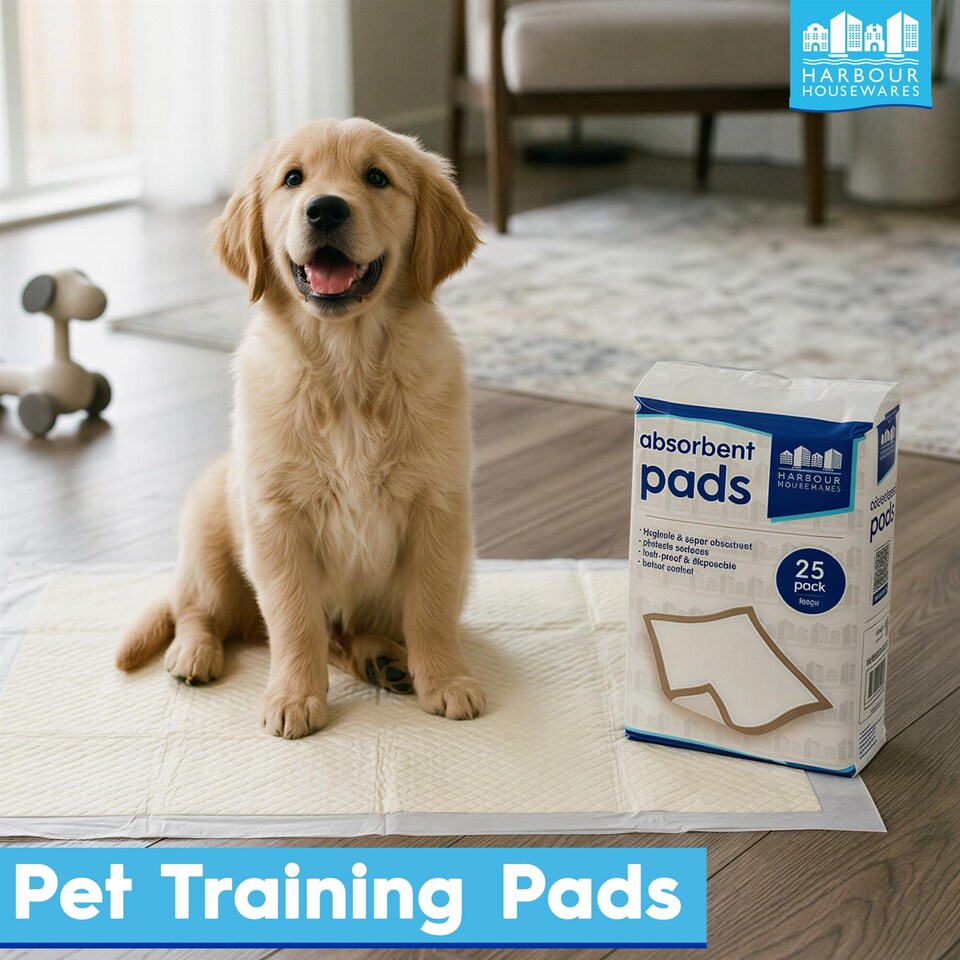 image 1 of Harbour Housewares 50x Disposable Puppy Training Pads - 32.5 x 45cm - Absorbent Puppy Training Pads Leak-Proof Pee Pads