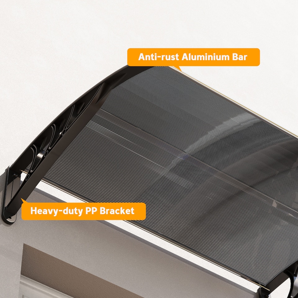 image 1 of Outsunny Door Canopy Awning Outdoor Window Rain Shelter for Door 100 x 75cm | Black | Black | 1