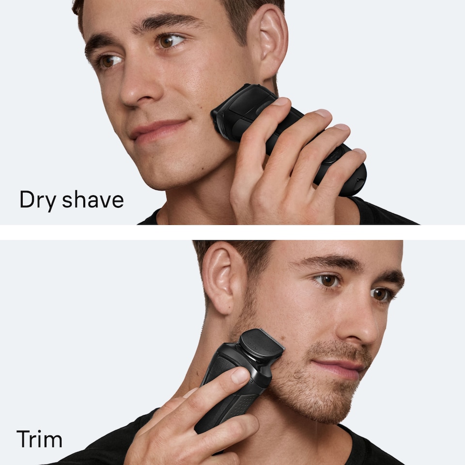 image 1 of Braun Series 3+ Electric Shaver, Beard Trimmer Attachment, Dry, 3000BT, Grey