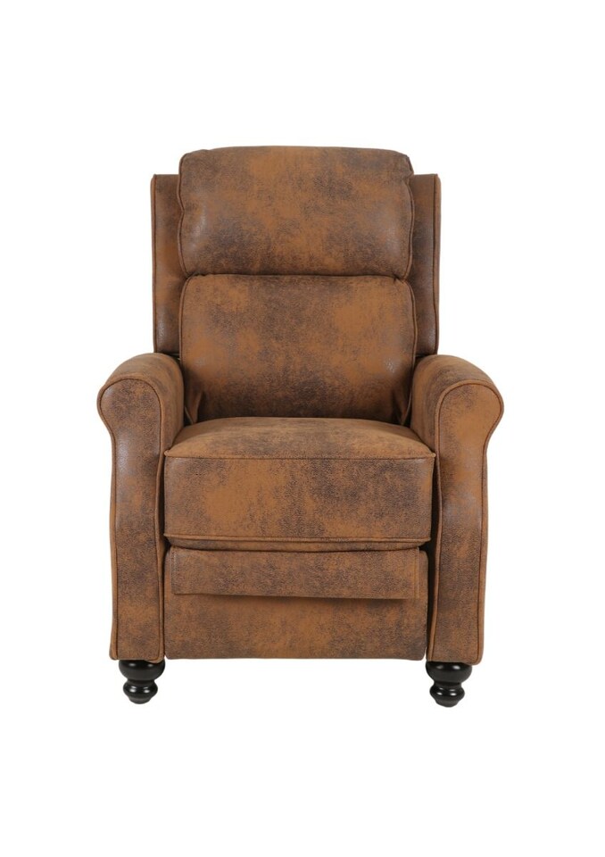 image 1 of Faux Leather Suede Brown Mary Manual Recliner Chair