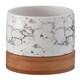 image 3 of Interiors by Premier  3 Pc Bubble Print Bathroom Set, Crisp White  Restroom Accessories Set, Bamboo Base Countertop Holder Set