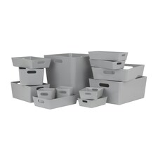Wham Studio 13 Piece Multi-Size Set Plastic Storage Baskets Ice White Grey