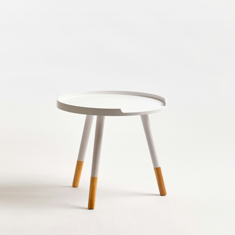 image 1 of Interiors by Premier White and Natural Round Side Table, Wooden Side Table, Natural Wood Side Table, White Wood Side Table