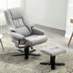 image 9 of Sorento Swivel Recliner Linen Fabric Chair w Footstool Armchair Grey (Grey)