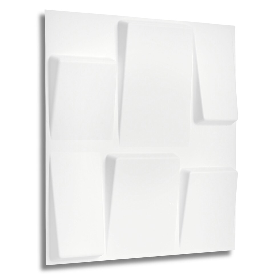 image 1 of NOVECRAFTO 3D Geometric Wall Panels – Matt White Squares Design – 6 PVC Sheets – 1.5m² (16.15sqft) – Interior Cladding Wall Tile Effect | White