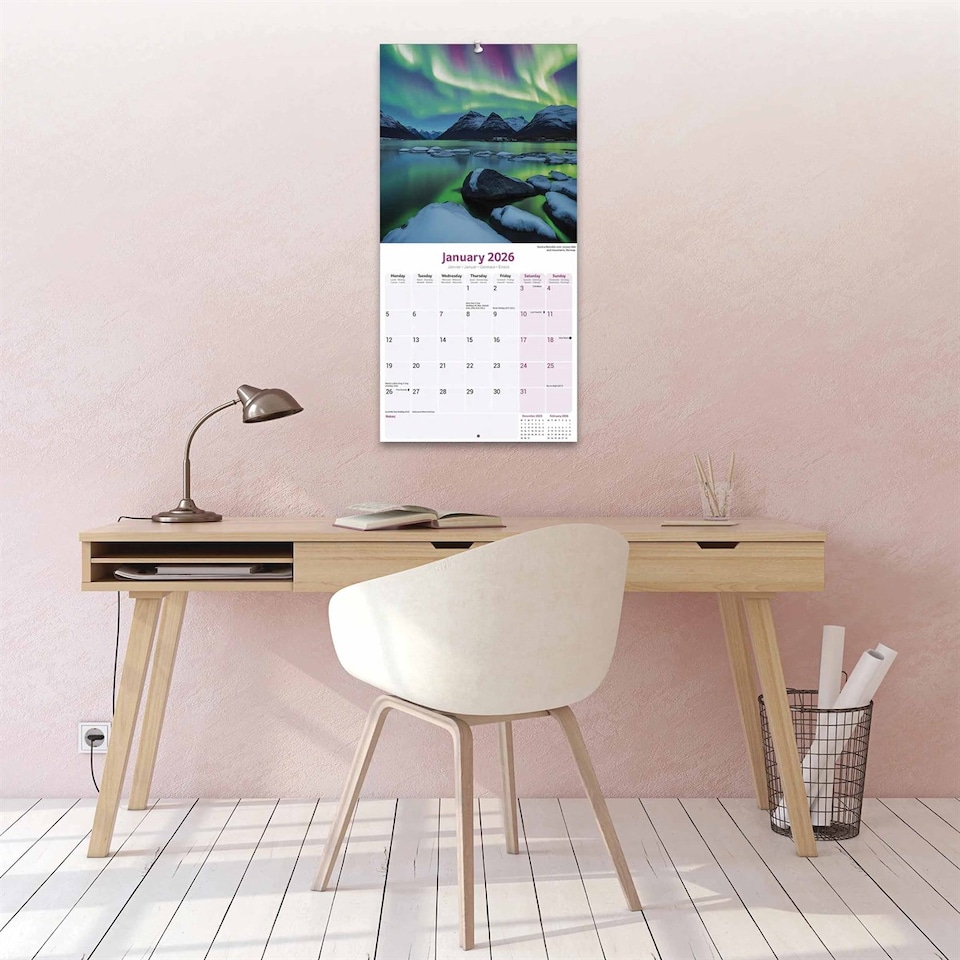 image 1 of Northern Lights 2026 Calendar | Square Wall Calendar | Travel Gift | Plastic Free Packaging | by Avonside Publishing