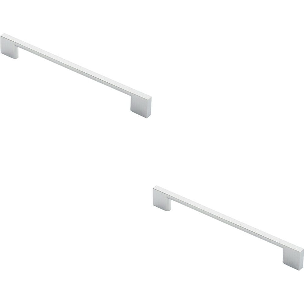 Loops 2x Slim D Shape Pull Handle 220 x 8.5mm 192mm Fixing Centres Polished Chrome