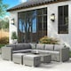 image 2 of Outsunny 6PC PE Rattan Corner Sofa Set Outdoor Conservatory Furniture w/ Cushion