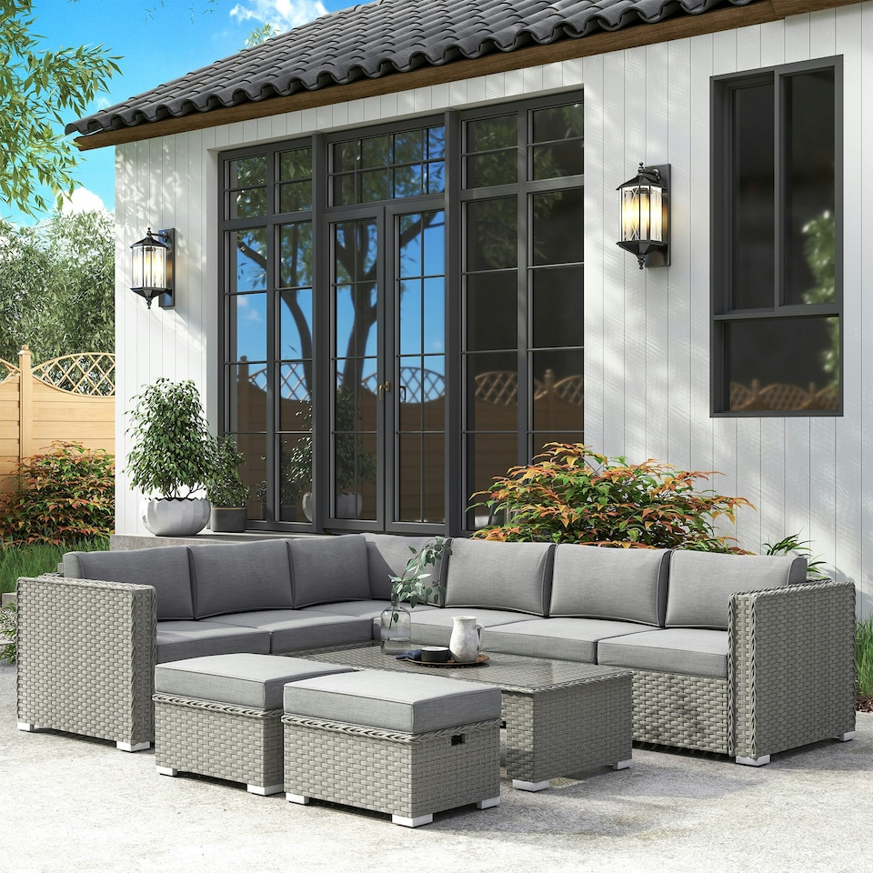 image 1 of Outsunny 6PC PE Rattan Corner Sofa Set Outdoor Conservatory Furniture w/ Cushion