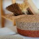 image 5 of Jute Handwoven Storage Basket (Orange And Grey)